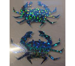 2 Buegelpailletten Krabben hologramm hellblau